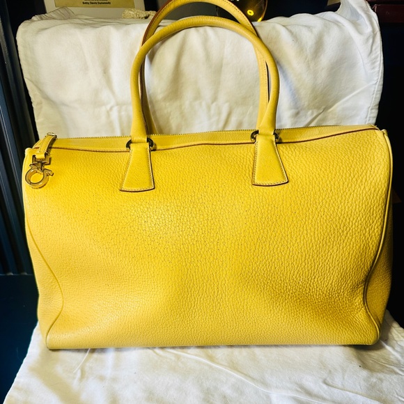 Salvatore Ferragamo yellow leather handbag